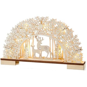 Light up Wooden Christmas Deer with Snowflake Bridge - Brown by Samuel Alexander