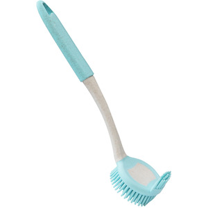 Pro Clean Anti-Bacteria Rubber Dish Brush with Extra Bristles - Blue by JVL
