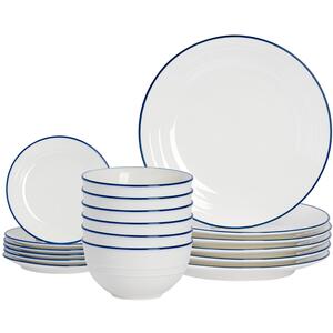 18pc Farmhouse Porcelain Dinner Set - White - White by Nicola Spring