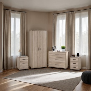 Oliver 2 Door Wardrobe Bedroom Set - Light Oak Effect by Seconique