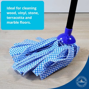 Chequered Strip Mop - White and Blue Replacement Head - blue /white by Mr Cleanie