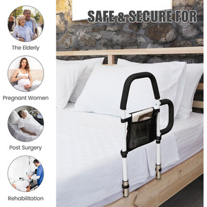 Medical Bed Mobility Assist Bar Bed Rails - Silver by Costway