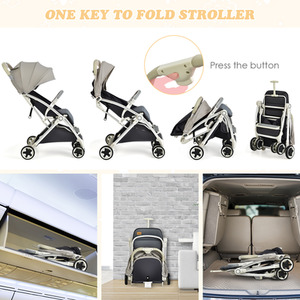 One-Hand Folding Compact Stroller - Grey by Costway
