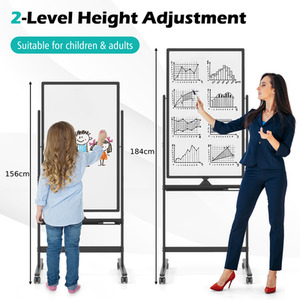 Height Adjustable Standing White Board - Black by Costway