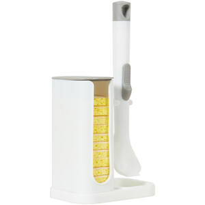 Sponge Soap Dispensing Dish Brush Set - White