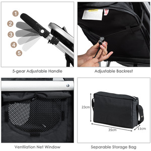 2-in-1 Baby Stroller Pushchair Reversible Bassinet Pram - Black by Costway