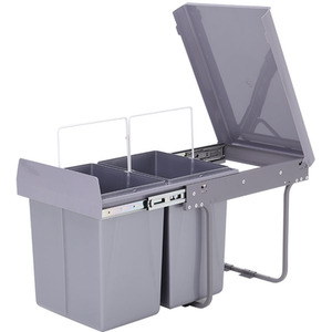 Pull-Out Kitchen Undermount Waste Bin Trash Can - Grey / 2020l by Livingandhome