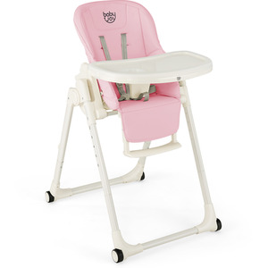 4-in-1 Baby High Chair Foldable Feeding Chair - Pink by Costway
