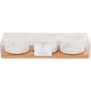 Gold Heart Set Of 3 Nibble Bowls with Board