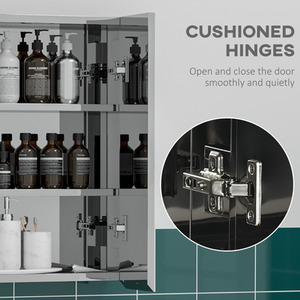 Wall Mounted Bathroom Mirror Cabinet with Doors Storage Shelves - Silver by kleankin