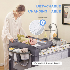 6-in-1 Baby Bed Travel Cot - Grey by Costway