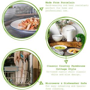 18pc Farmhouse Porcelain Dinner Set - White - White by Nicola Spring