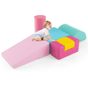 6 Pieces Climb and Crawl Activity Playset - Pink by Costway