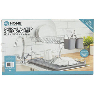 Two Tier Dish Drainer With Grey Tray by My Home