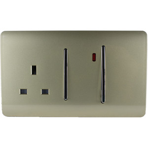 Modern 45 Amp Cooker Switch Including Plug Socket & Neon Insert - Piano Black by Trendiswitch