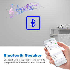 Bathroom LED Mirror with Socket Bluetooth Speaker by AicaBathroom