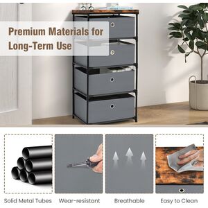 Chest of Drawers Storage Tower - Grey by Costway