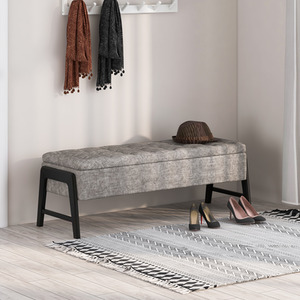 Modern Chenille Storage Bench - Grey by Costway