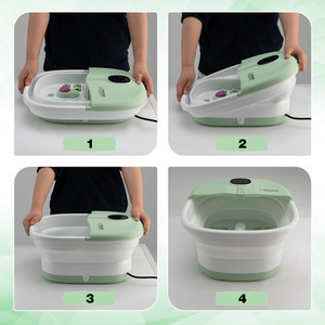 Folding Foot Bath Massage Bubble Foot Spa Basin - Green by Costway