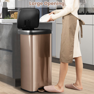 68L Step Trash Can Garbage Bin - Gold by Costway