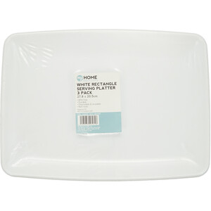 Pack of 3 Rectangular Serving Platters - White