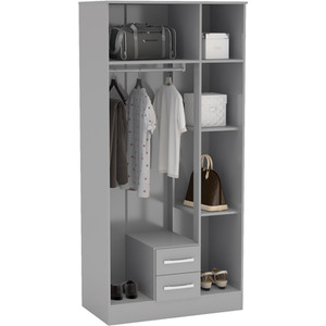 Wooden 4 Piece Furniture Set Wardrobe Chest of Drawers Bedsides Lynx - Grey by Birlea