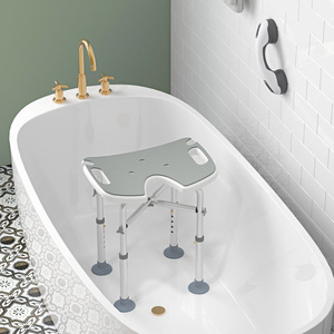 HOMCOM Adjustable Shower Stool with Grab Rail Padded Seat by HOMCOM