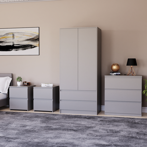 Denver Bedroom Set (2 Drawer Bedside (x2), 3 Drawer Chest, 2 Door Wardrobe) by Vida Designs