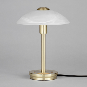 Alabaster Shade Touch Table Lamp - Satin Brass by Litecraft