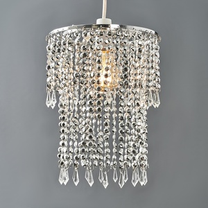 Modern Chrome Acrylic Bead Effect Silver Ceiling Pendant Light Shade - Silver by ValueLights