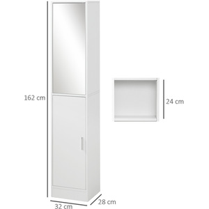 Kleankin Floor Standing Mirrored Bathroom Cabinet - White by Kleankin