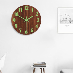 Wooden Luminous Quartz Non-Ticking Clock - Brown by Livingandhome