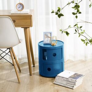 Round Beside Table Filling Cabinet Chest Unit Stockable - Blue / 2 by Livingandhome