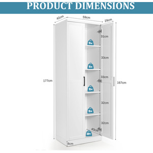 2-Door Utility Storage Cabinet - White by Costway