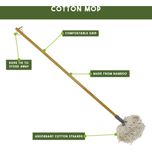 JVL Retro Natural Bamboo String Floor Mop - Brown by JVL