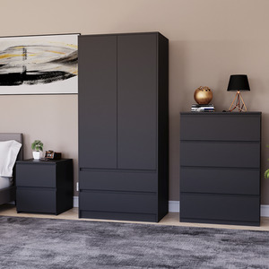 Denver Bedroom Set (2 Drawer Bedside, 4 Drawer Chest, 2 Door 2 Drawer Wardrobe) by Vida Designs