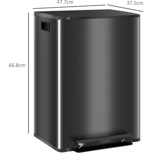 HOMCOM Double Kitchen Bin with Soft Close Lid - Black by HOMCOM