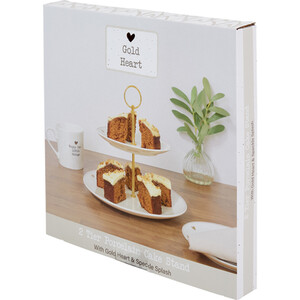 Gold Heart 2 Tier Cake Stand