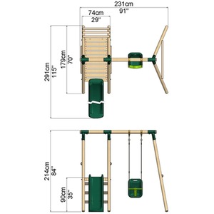 Wooden Swing Set with Slide by Rebo