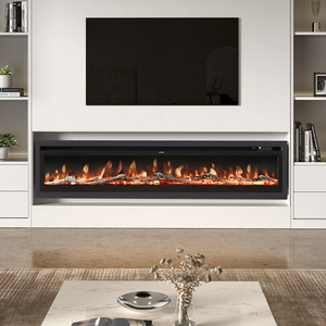 Wall-Mounted, Recessed, and Freestanding Electric Fireplace - Black / 203.2cm by Livingandhome