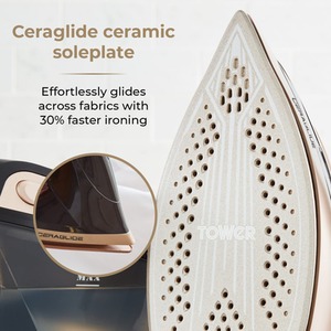 Ceraglide 2400W 1.5L Steam Gen Champagne Gold and Black - Champagne Gold by Tower