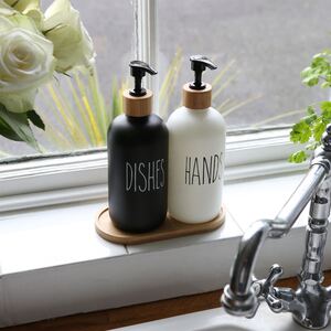 Glass Hand Soap Dispensers - 500ml - White - Pack of 2 - White by Harbour Housewares