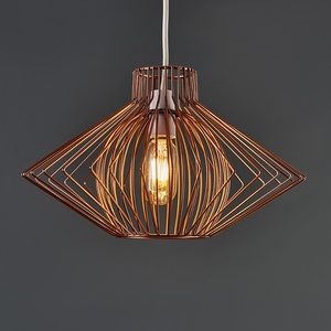Disperse Geometric Design Copper Wire Basket Cage Ceiling Pendant Light Shade - Copper by ValueLights