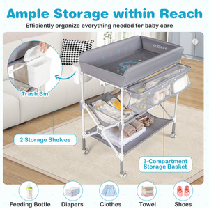 Baby Changing Table Diaper Changing Station - Grey by Costway