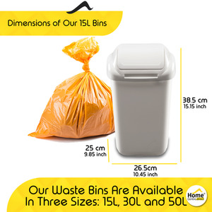 Waste Bin with Secure Lid 15-30-50L - White / 15l by Home Centre