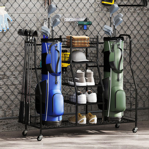 Golf Bag Storage Organizer Golf Bag Stand - Black by Costway