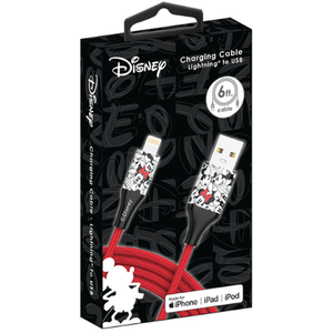 Mickey Mouse Lightning Charging Cable - Black by Disney
