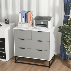 HOMCOM Chest of Drawers with Metal Handles - Grey by HOMCOM