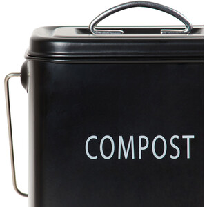 Malmo Compost Bin with Wood Handle - Black