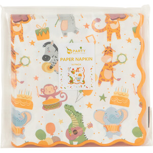 Pack of 16 Safari Party Paper Napkins - Multicolour by My Party